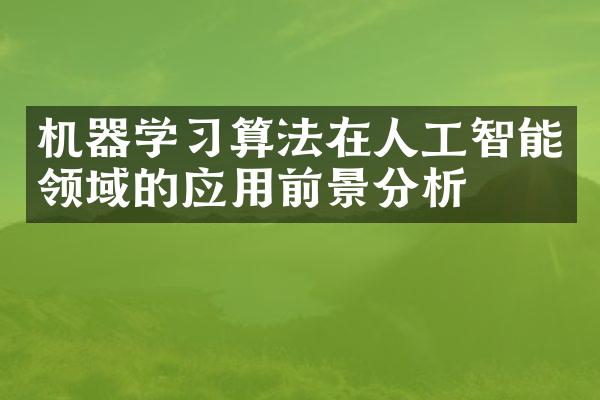 机器学算法在人工智能领域的应用前景分析