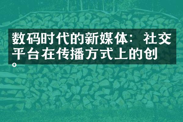 数码时代的新媒体：社交平台在传播方式上的创新