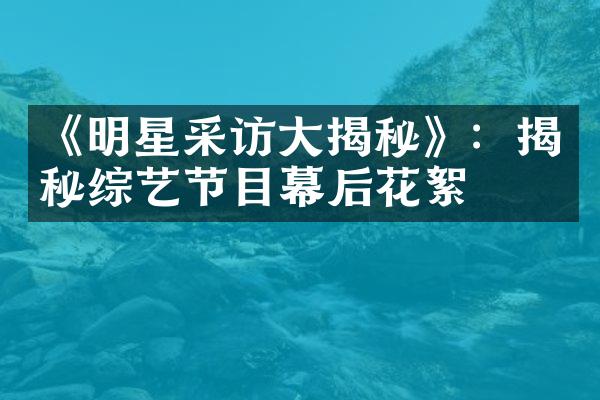 《明星采访大揭秘》：揭秘综艺节目幕后花絮