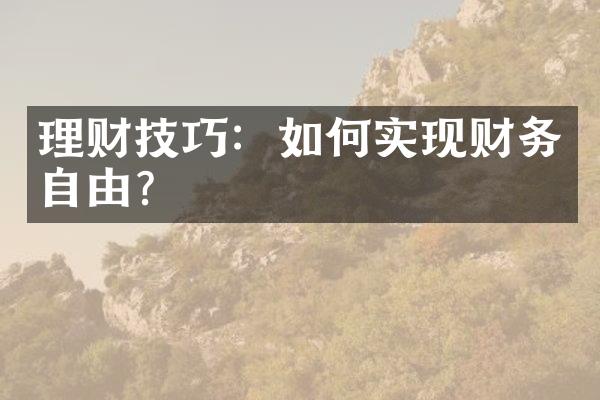 理财技巧：如何实现财务自由？