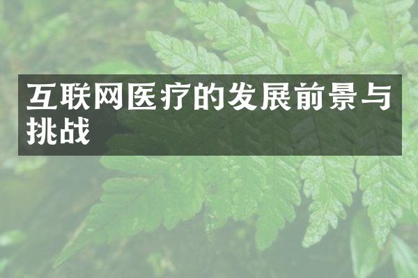 互联网医疗的发展前景与挑战