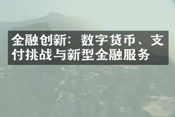 金融创新：数字货币、支付挑战与新型金融服务