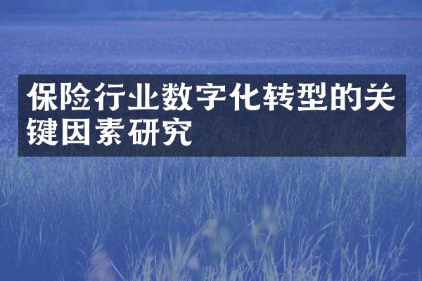 保险行业数字化转型的关键因素研究