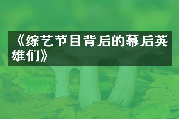 《综艺节目背后的幕后英雄们》