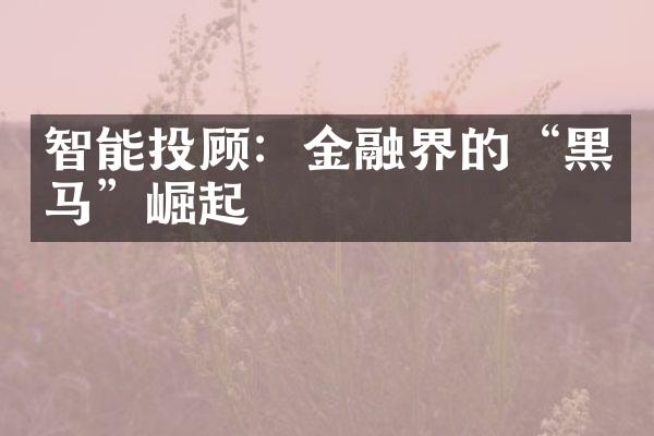 智能投顾：金融界的“黑马”崛起