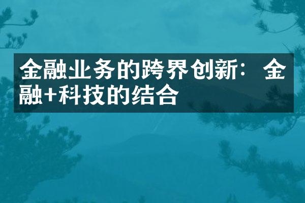 金融业务的跨界创新：金融+科技的结合