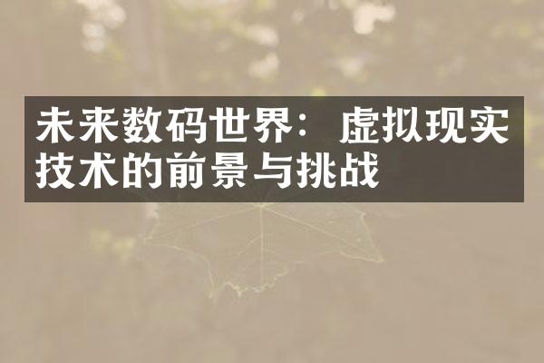 未来数码世界：虚拟现实技术的前景与挑战