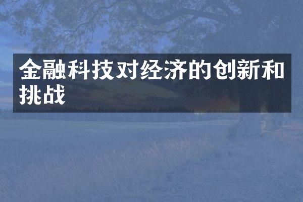 金融科技对经济的创新和挑战