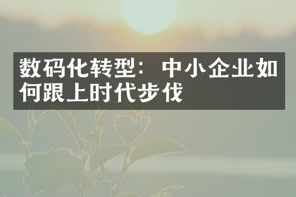 数码化转型：中小企业如何跟上时代步伐