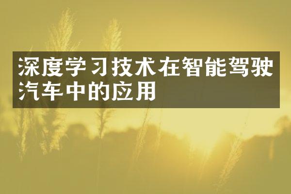 深度学习技术在智能驾驶汽车中的应用