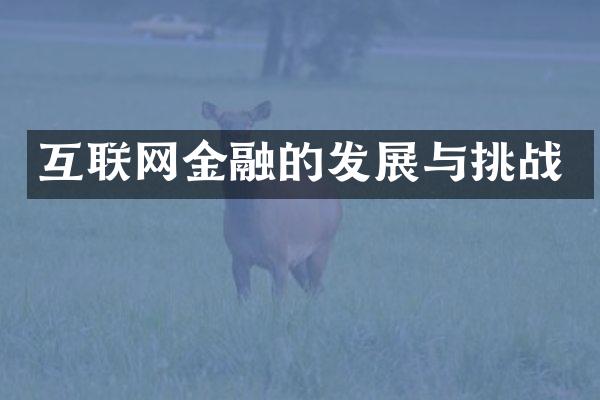 互联网金融的发展与挑战