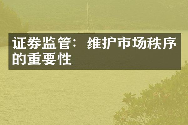 证券监管：维护市场秩序的重要性