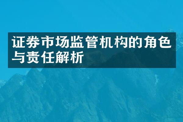 证券市场监管机构的角色与责任解析