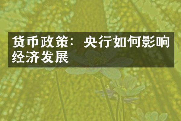 货币政策：央行如何影响经济发展