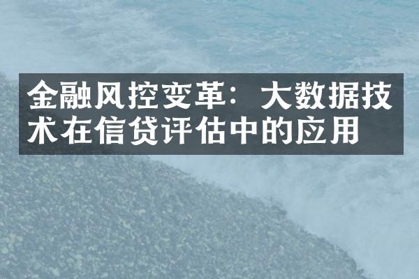 金融风控变革：大数据技术在信贷评估中的应用