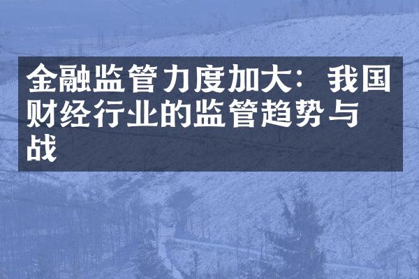 金融监管力度加大：我国财经行业的监管趋势与挑战