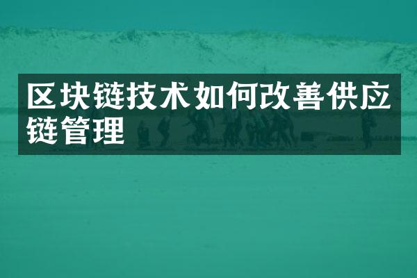 区块链技术如何改善供应链管理