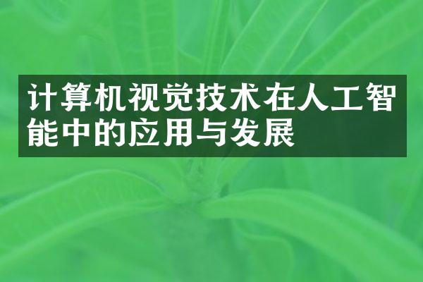 计算机视觉技术在人工智能中的应用与发展