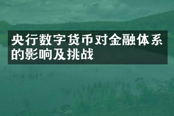 央行数字货币对金融体系的影响及挑战