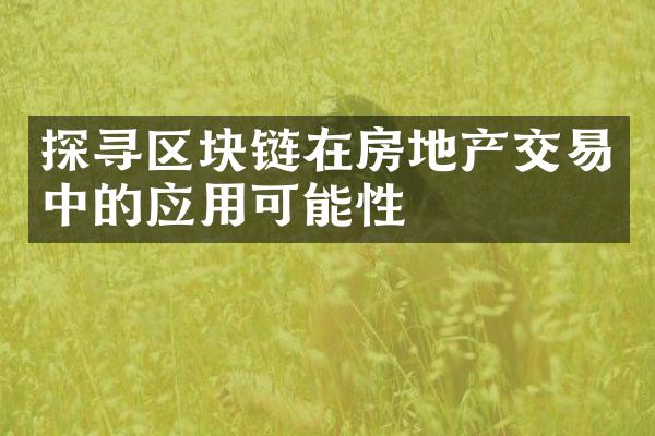 探寻区块链在房地产交易中的应用可能性