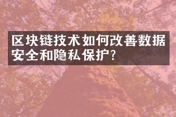 区块链技术如何改善数据安全和隐私保护？