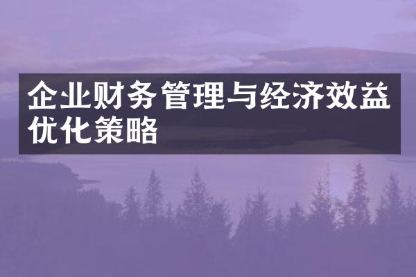 企业财务管理与经济效益优化策略