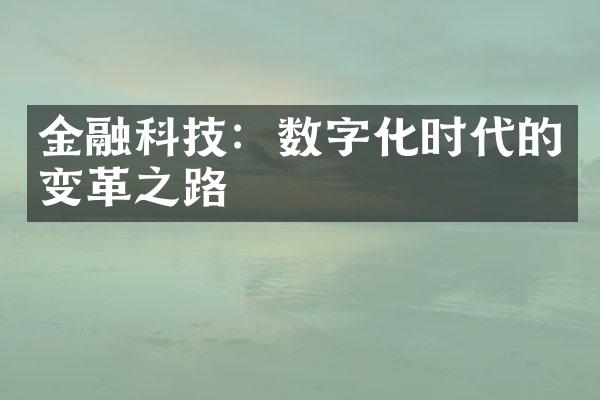 金融科技：数字化时代的变革之路