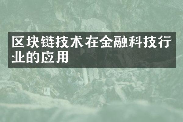 区块链技术在金融科技行业的应用