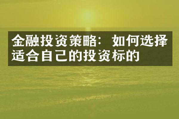 金融投资策略：如何选择适合自己的投资标的