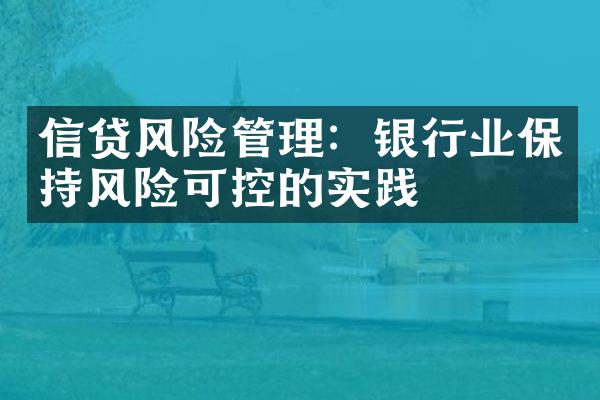 信贷风险管理：银行业保持风险可控的实践