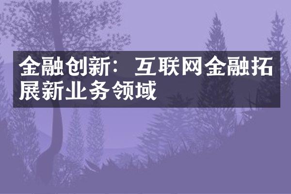 金融创新：互联网金融拓展新业务领域