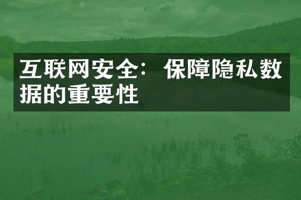 互联网安全：保障隐私数据的重要性