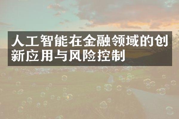 人工智能在金融领域的创新应用与风险控制