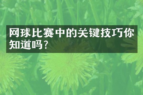 网球比赛中的关键技巧你知道吗？