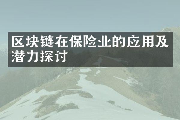 区块链在保险业的应用及潜力探讨