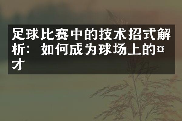 足球比赛中的技术招式解析：如何成为球场上的天才