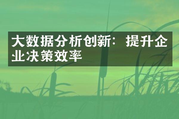 数据分析创新：提升企业决策效率