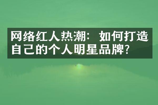 网络红人热潮：如何打造自己的个人明星品牌？