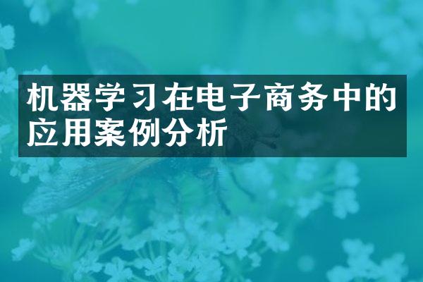 机器学在电子商务中的应用案例分析