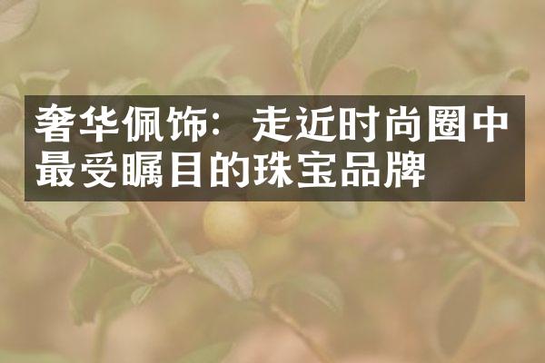 奢华佩饰：走近时尚圈中最受瞩目的珠宝品牌