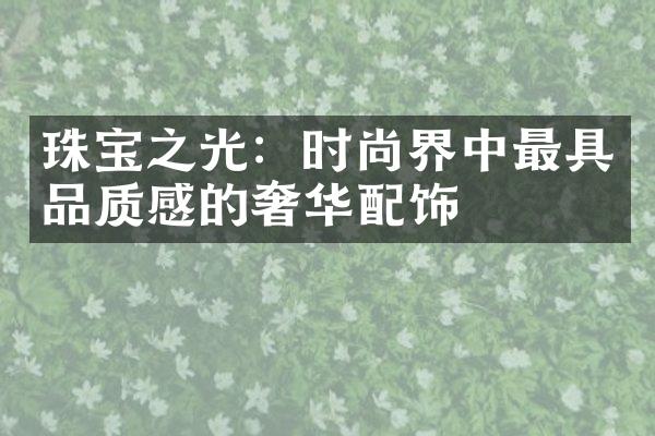 珠宝之光：时尚界中最具品质感的奢华配饰