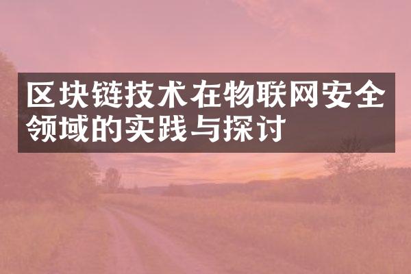 区块链技术在物联网安全领域的实践与探讨