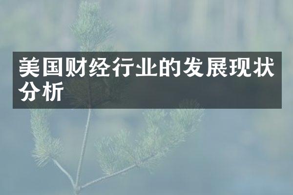 美国财经行业的发展现状分析