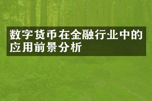 数字货币在金融行业中的应用前景分析