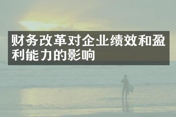 财务改革对企业绩效和盈利能力的影响