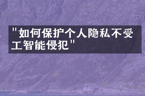 "如何保护个人隐私不受人工智能侵犯"