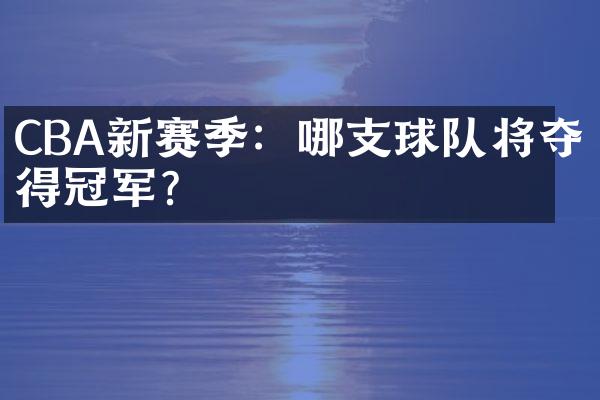 CBA新赛季：哪支球队将夺得冠军？