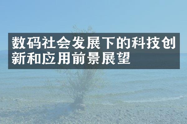 数码社会发展下的科技创新和应用前景展望