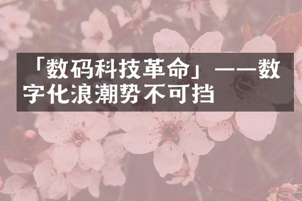 「数码科技革命」——数字化浪潮势不可挡