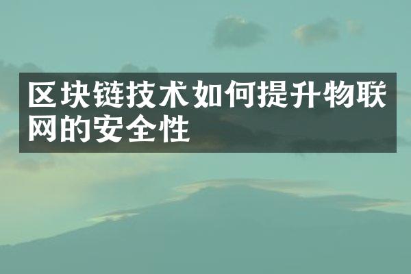 区块链技术如何提升物联网的安全性